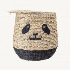 Bloomingville - Panda Storage Basket With Lid In Water Hyacinth