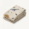 Liewood - Lewis Organic Cotton Muslin Cloth 2-Pack - Dino Mix