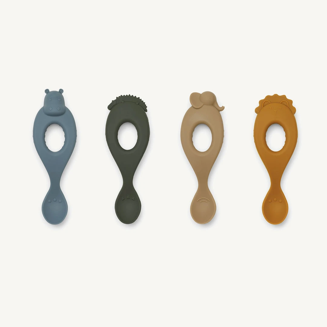 Sale Liewood - Liva Silicone Spoon 4-pack - Safari / Blue Multi Mix 3 Sale Liewood - Liva Silicone Spoon 4-pack - Safari / Blue Multi Mix
