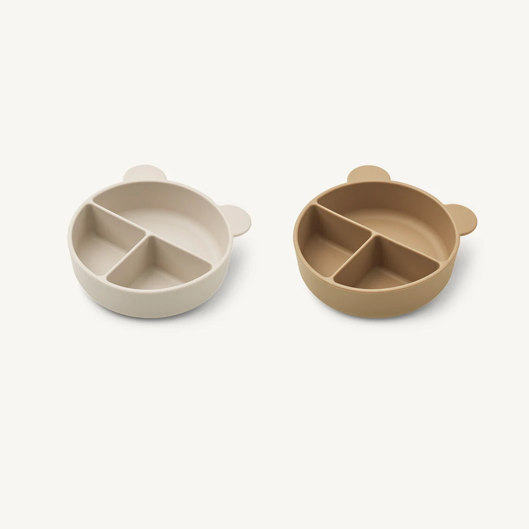 Sale Liewood - Connie Divider Bowl 2-Pack - Sandy/Oat Mix